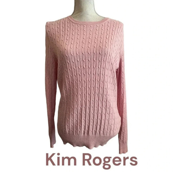 Kim Rogers Cable Knit Crew‎ Sweater size Medium - Picture 1 of 7